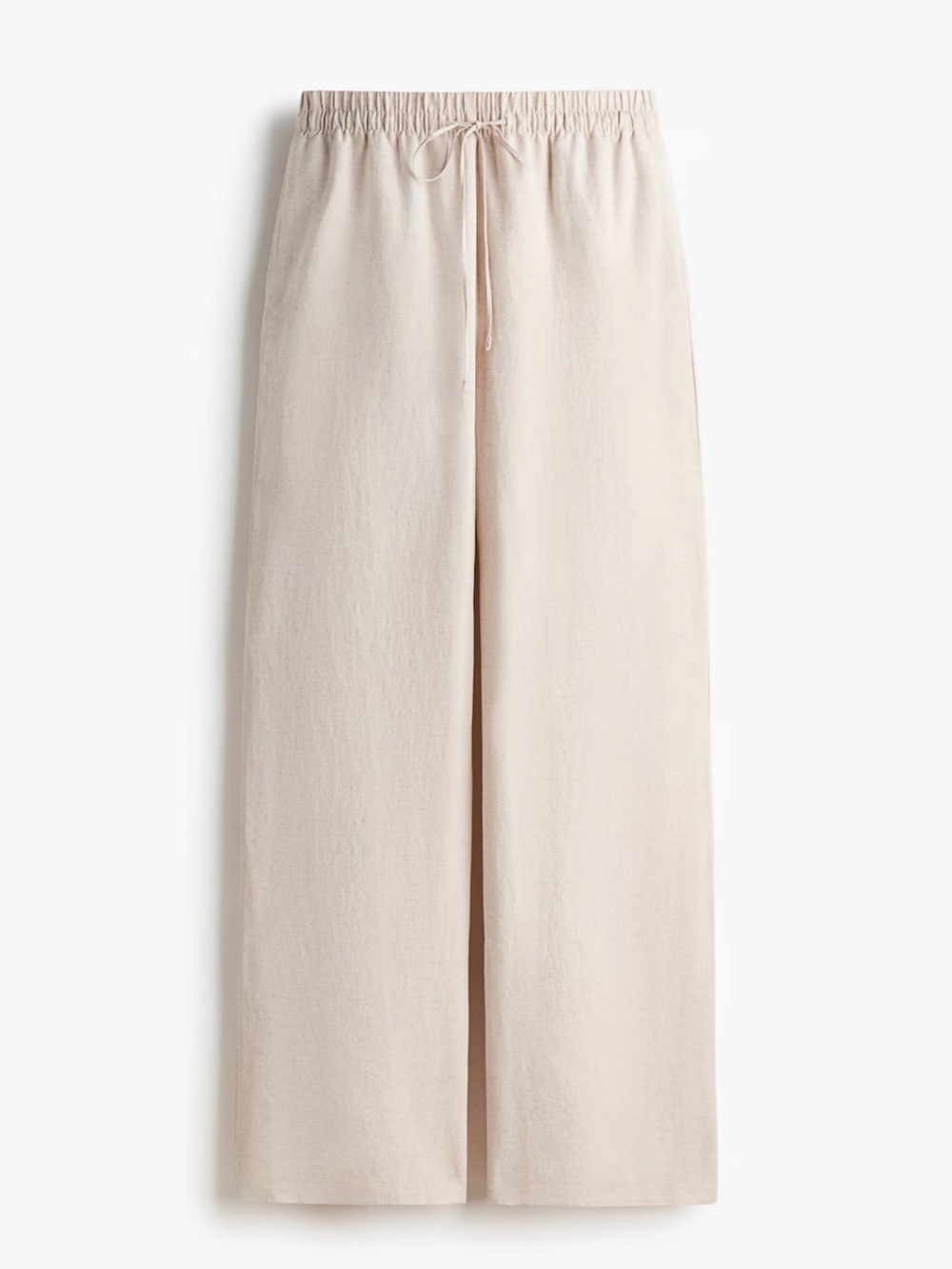 H&M Wide-Leg Drawstring Pants in Light Beige